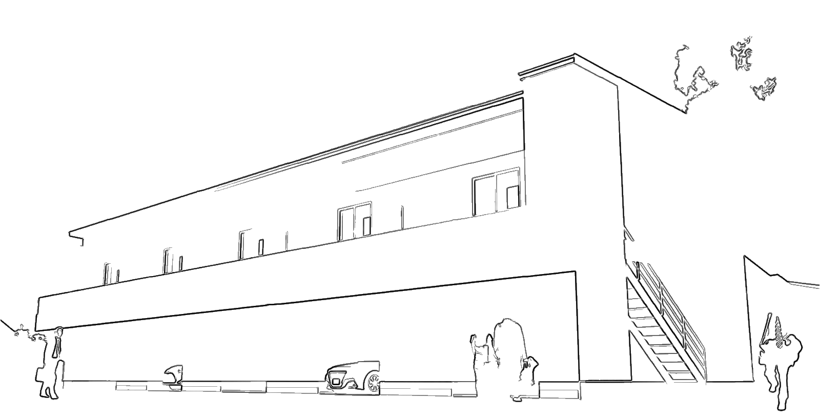 LE VOLANT(鹿屋市 笠之原町)の外観の線画
