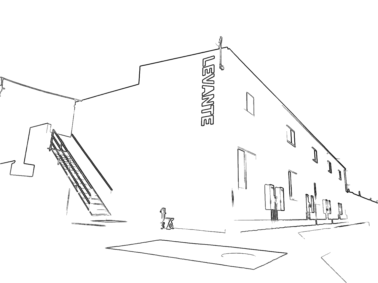 LEVANTE(鹿屋市 笠之原町)の外観の線画